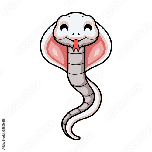 Cute leucistic cobra snake cartoon