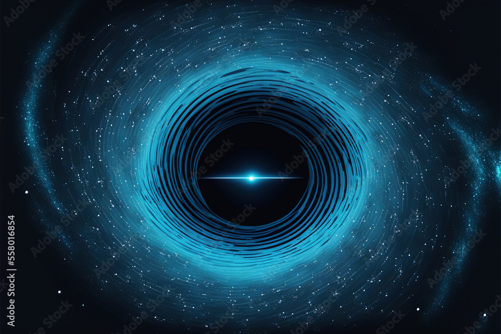 Spiral Black hole in outer space. Blue abstract space background. Sci ...