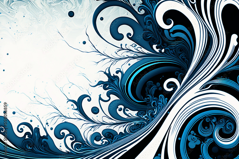 Blue and white abstract winter header. Generative AI