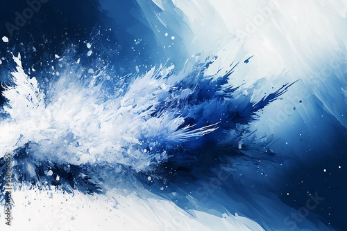 Blue and white abstract winter header. Generative AI