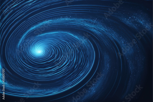 Spiral Black hole in outer space. Blue abstract space background. Sci-fi illustration, generative ai