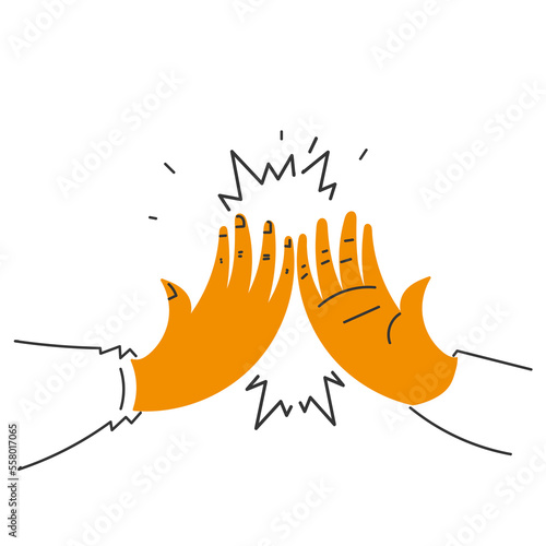 hand drawn doodle high five illustration vector