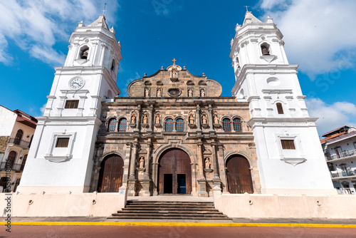 Panama, Panama City historic center Casco Viejo Metropolitan Cathedral Basilica of Santa Maria.