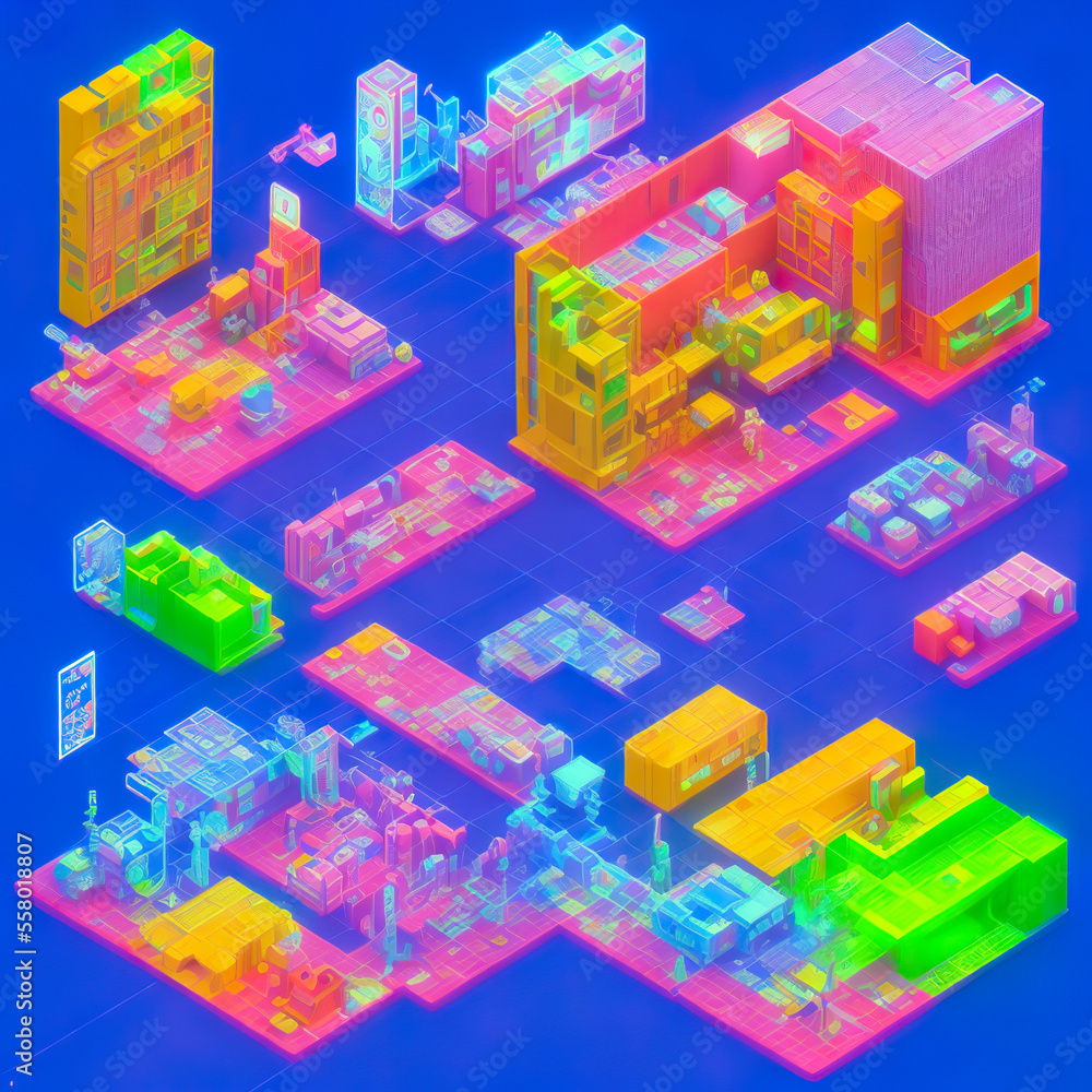 Isometric cyberpunk environment design concept Isometric cyberpunk environment design concept