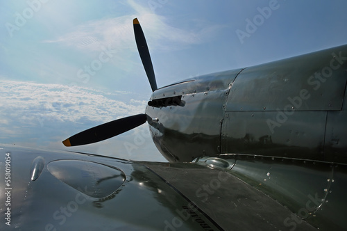spitfire airplane with propeller