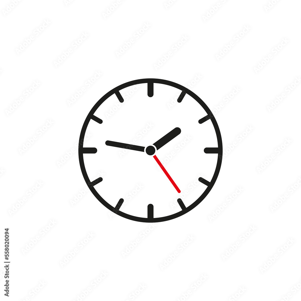 Round clock. Time clock. Deadline concept. Vector illustration. Round clock. Time clock. Deadline concept. Vector illustration.