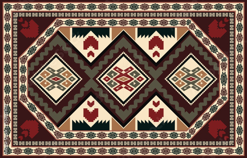 Carpet pattern Persian. Geometric ethnic oriental seamless pattern traditional Design for background. african pattern. rug , tile , wallpaper , Vector illustration. American