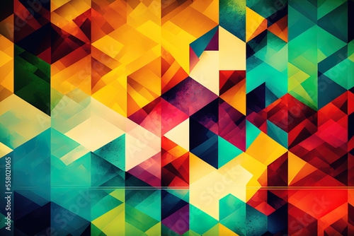 Geometric tiled, colorful background with an abstract design and creative elements. Generative AI