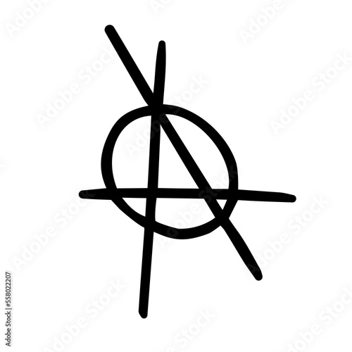 Vector hand drawn doodle sketch anarchy symbol isolated on white background