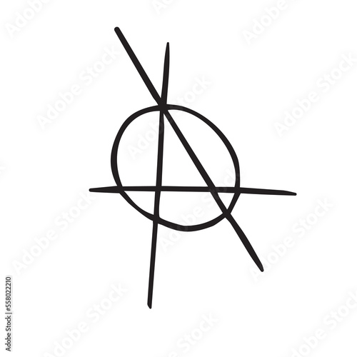 Vector hand drawn doodle sketch anarchy symbol isolated on white background