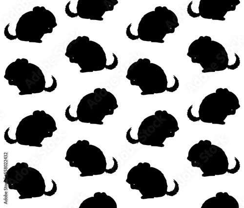 Vector seamless pattern of hand drawn doodle sketch chinchilla silhouette isolated on white background