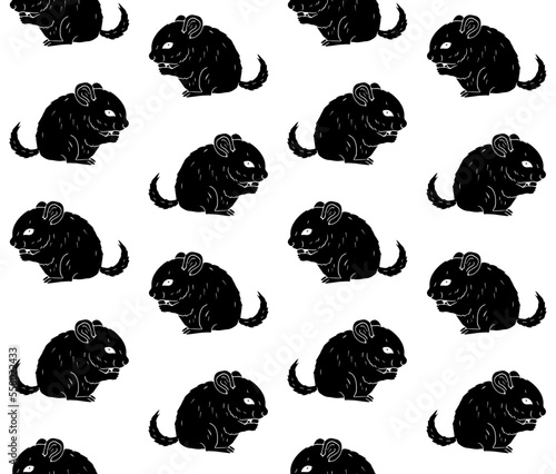 Vector seamless pattern of hand drawn doodle sketch chinchilla isolated on white background