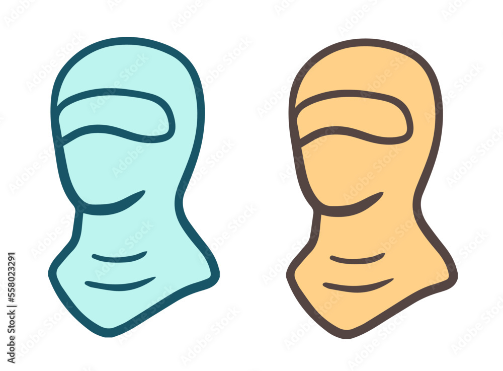 スノーボードのフェイスマスク、目出し帽、青、オレンジ