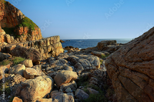 Longdong Bay at Northeast coast of Taiwan (New Taipei City and Yilan) National Scenic Area. photo