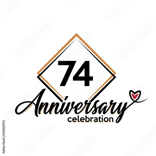 74 years anniversary celebration vector template design illustration