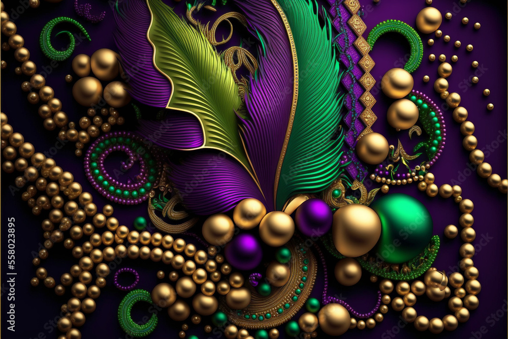 custom made wallpaper toronto digitalMardi gras decorations. Colorful carnival background. Generative AI