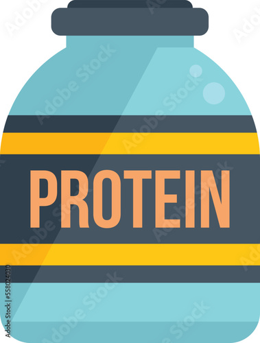Sport protein icon flat vector. Gym food. Supplement container isolated