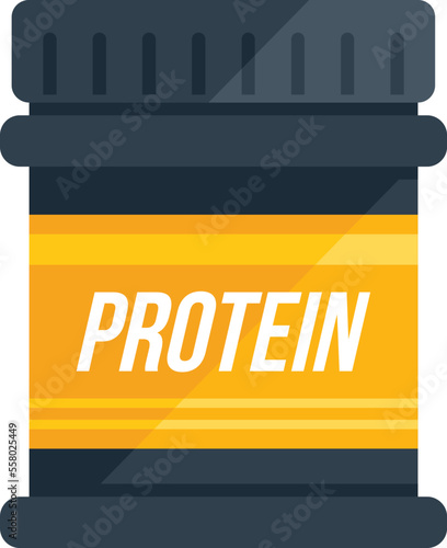 Protein label food icon flat vector. Sport nutrition. Fitness gym isolated
