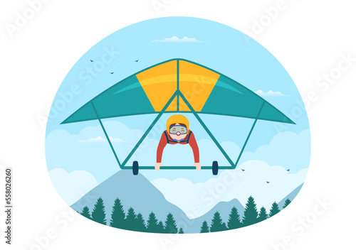 Skydiving Illustration with Skydivers use Parachute and Sky Jump for Outdoor Activities in Flat Extreme Sport Cartoon Hand Drawn Templates