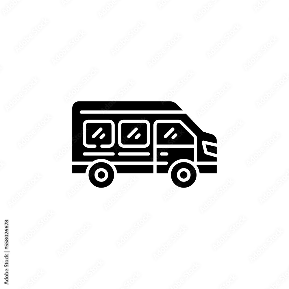 minivan vector icon. transportation icon glyph style. perfect use for logo, presentation, website, and more. simple modern icon design solid style