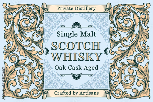 Scotch whisky - ornate vintage decorative label