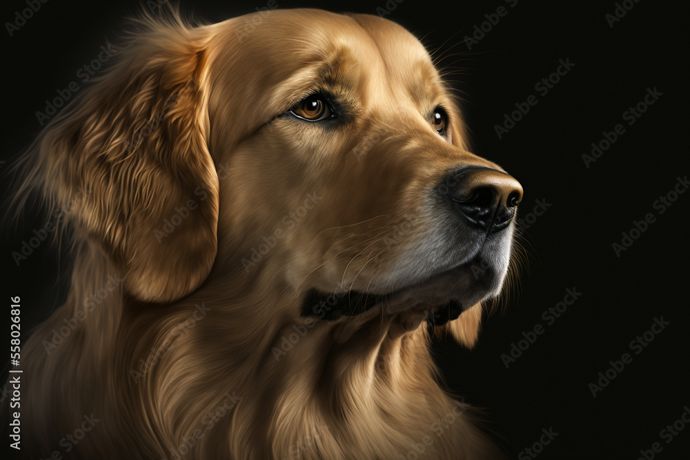 portrait of golden retriever dog made by generative ai