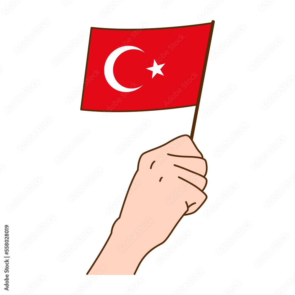 Hand Holding Turkey National Flag Illustration. Hand Drawn Style Vector Illustration - EPS 10 Vector Hand Holding Turkey National Flag Illustration. Hand Drawn Style Vector Illustration - EPS 10 Vector