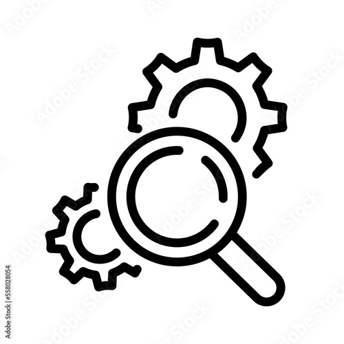 Icono de buscar solución. Ayuda, ajustes, configuración. Ilustración vectorial