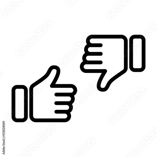 Icono de me gusta y no me gusta. Pulgar de aprobación y desaprobación. Ilustración vectorial