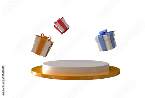 3d surprise gift box with podium