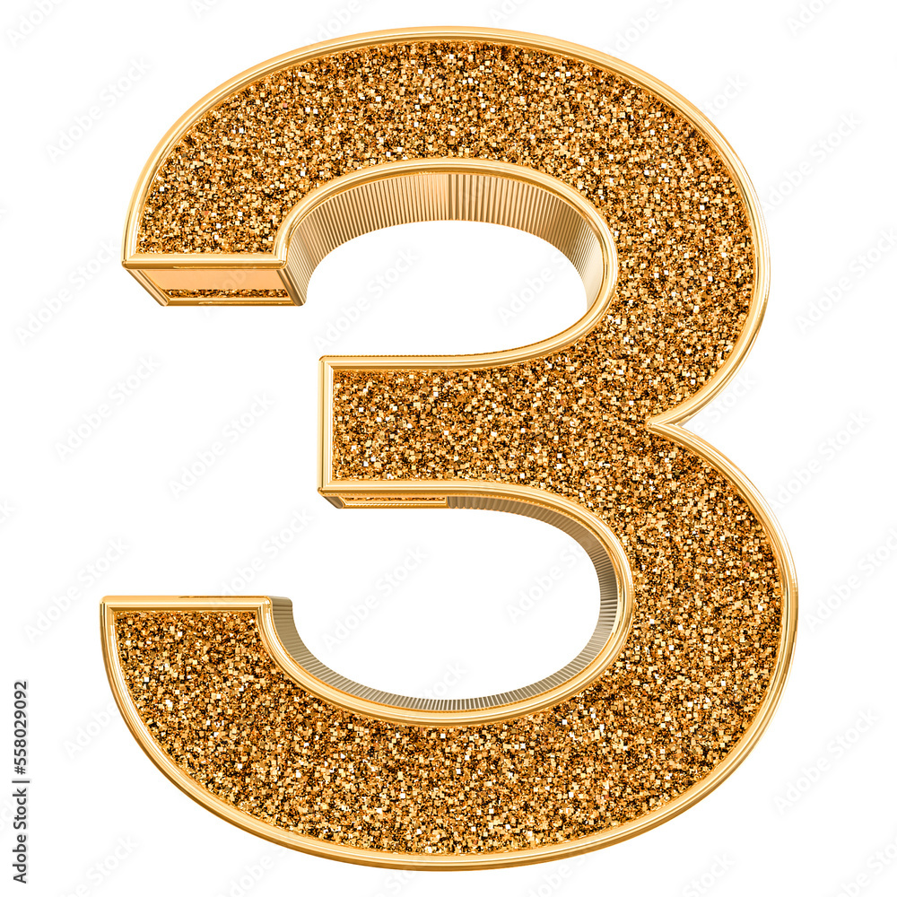3d gold modern number 3 with generative AI 3d gold modern number 3 with generative AI