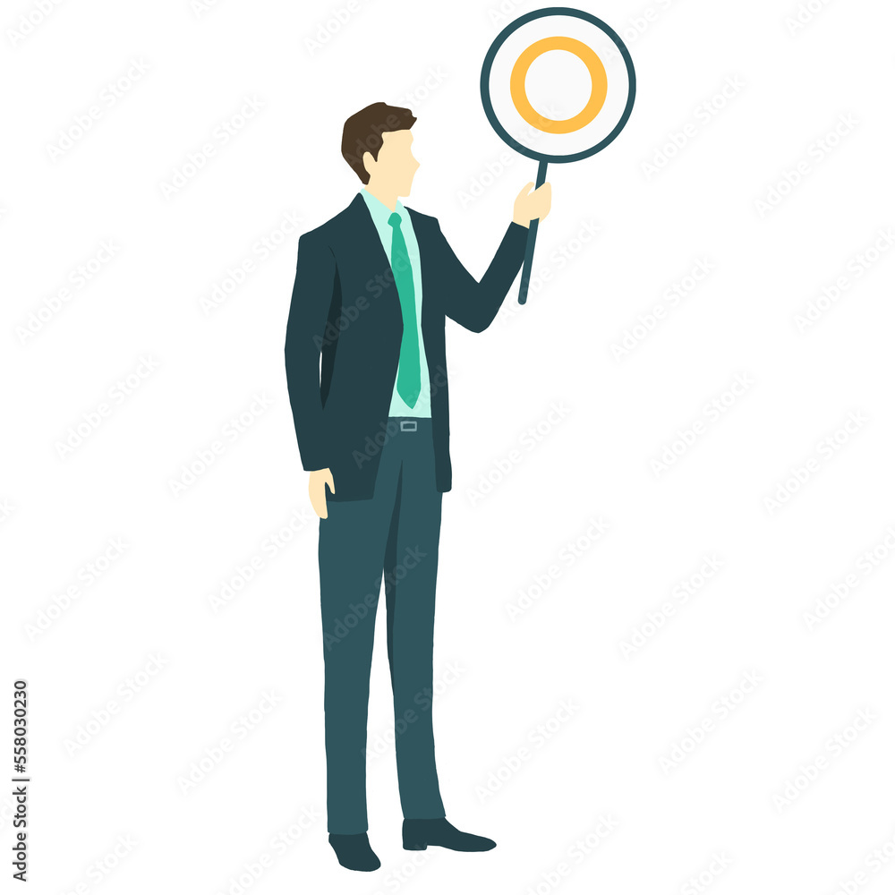 マルを示すビジネスマン 透過png