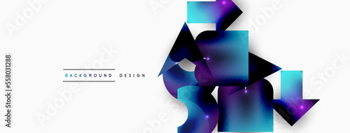 Minimal geometric abstract background. Primitive shapes composition backdrop. Trendy techno business template for wallpaper, banner, background or landing