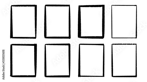 Lined brush frame collection bundle elements. Grunge border decoration vector illustration.