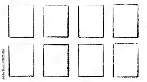 Black ink brush frame collection bundle elements. Grunge border decoration vector illustration.