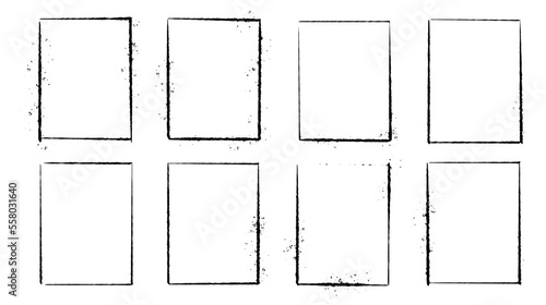 Abstract rectangle brush frame collection bundle elements. Grunge splash border decoration vector illustration.