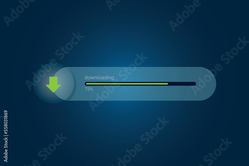 Glossy downloading bar progress ui design.