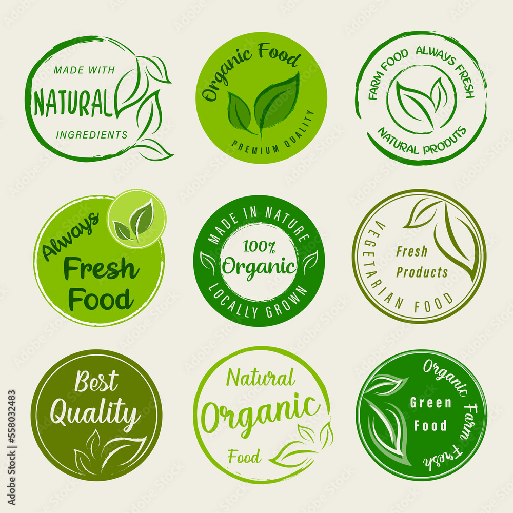 Organic food, natural product and healthy life logo, stickers and badges. Organic food, natural product and healthy life logo, stickers and badges.