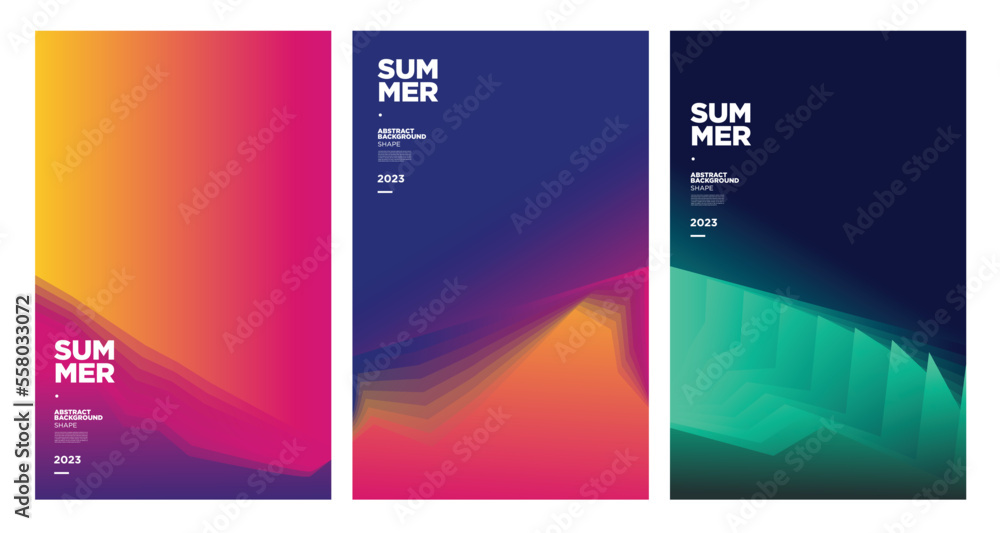 Vector colorful abstract gradient fluid  background for summer banner 2023