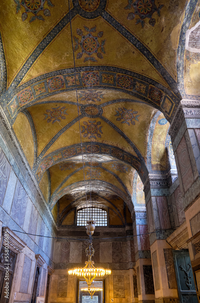 Interior of Hagia Sophia mosque and Byzantine church in Istanbul Turkey
