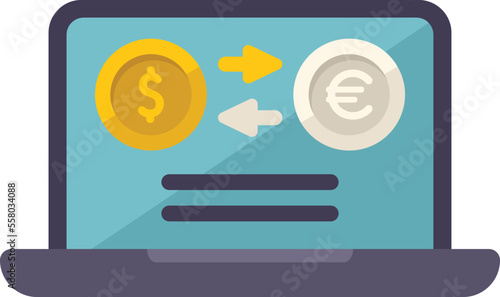 Online money convert icon flat vector. Bank finance. Business people isolated