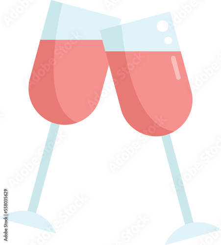 Wine cheers icon flat vector. Drink hand. Glass toast isolated