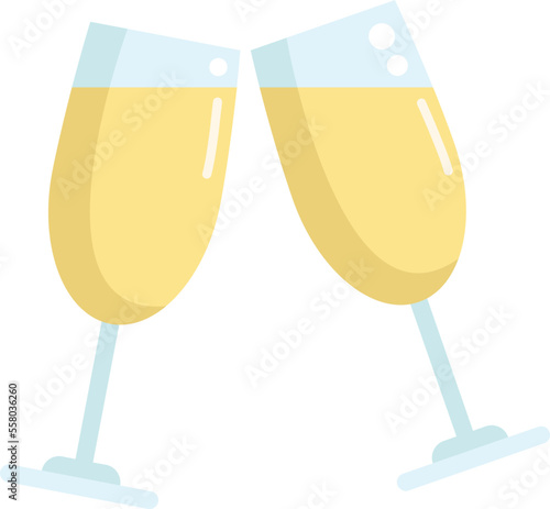 Toast party icon flat vector. Drink cheers. Bar alcohol isolated