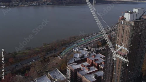 Rising broadway New York infrastructure alongside George Washington bridge photo