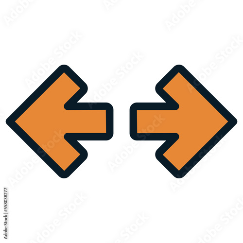 opposite  orange arrows icon