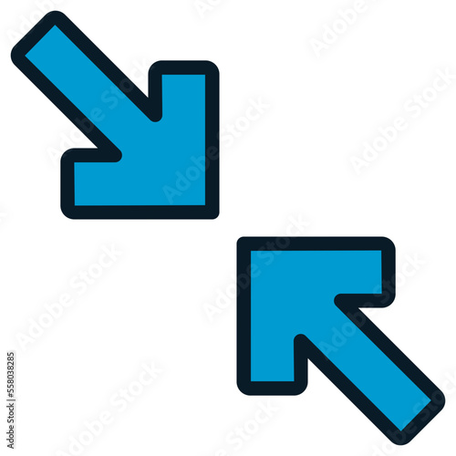 downsize blue arrows icon