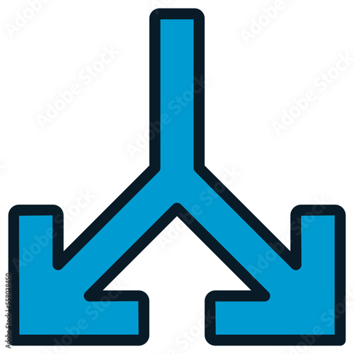 split two way blue arrow icon