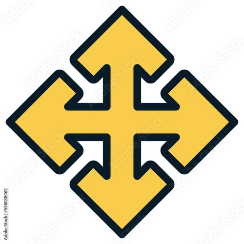 four way yellow arrow icon