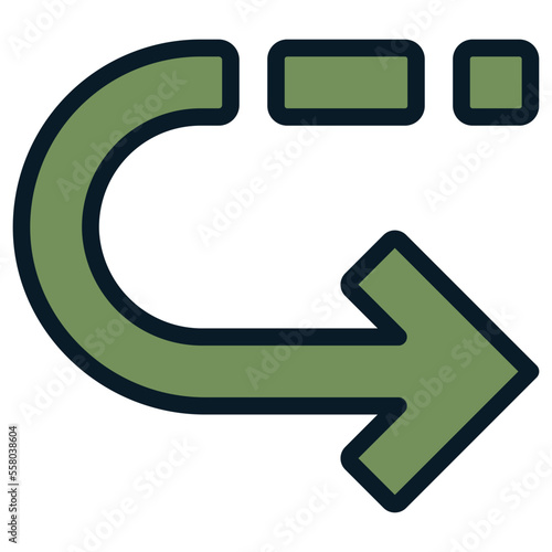 u turn dash right green arrow icon