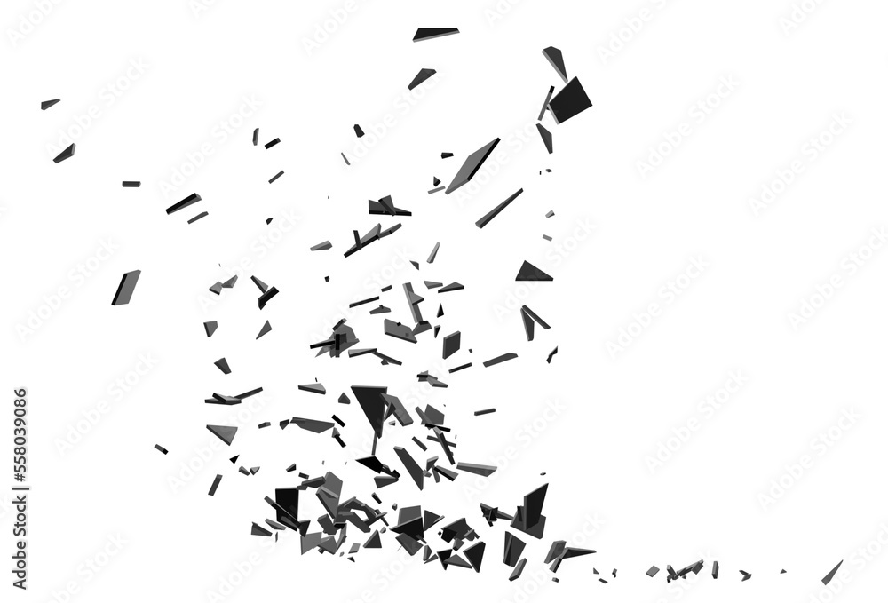 Pieces of destructed Shattered glass. Royalty highquality free stock PNG image of broken glass